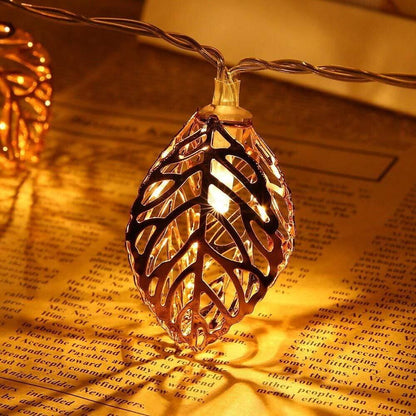 Lamps Golden Metal Leaf String LED Decorative Lights