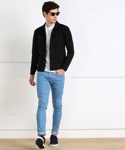 Men's Solid Denim Jacket