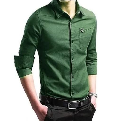 Cotton Solid Full Sleeves Mens Casual Shirt