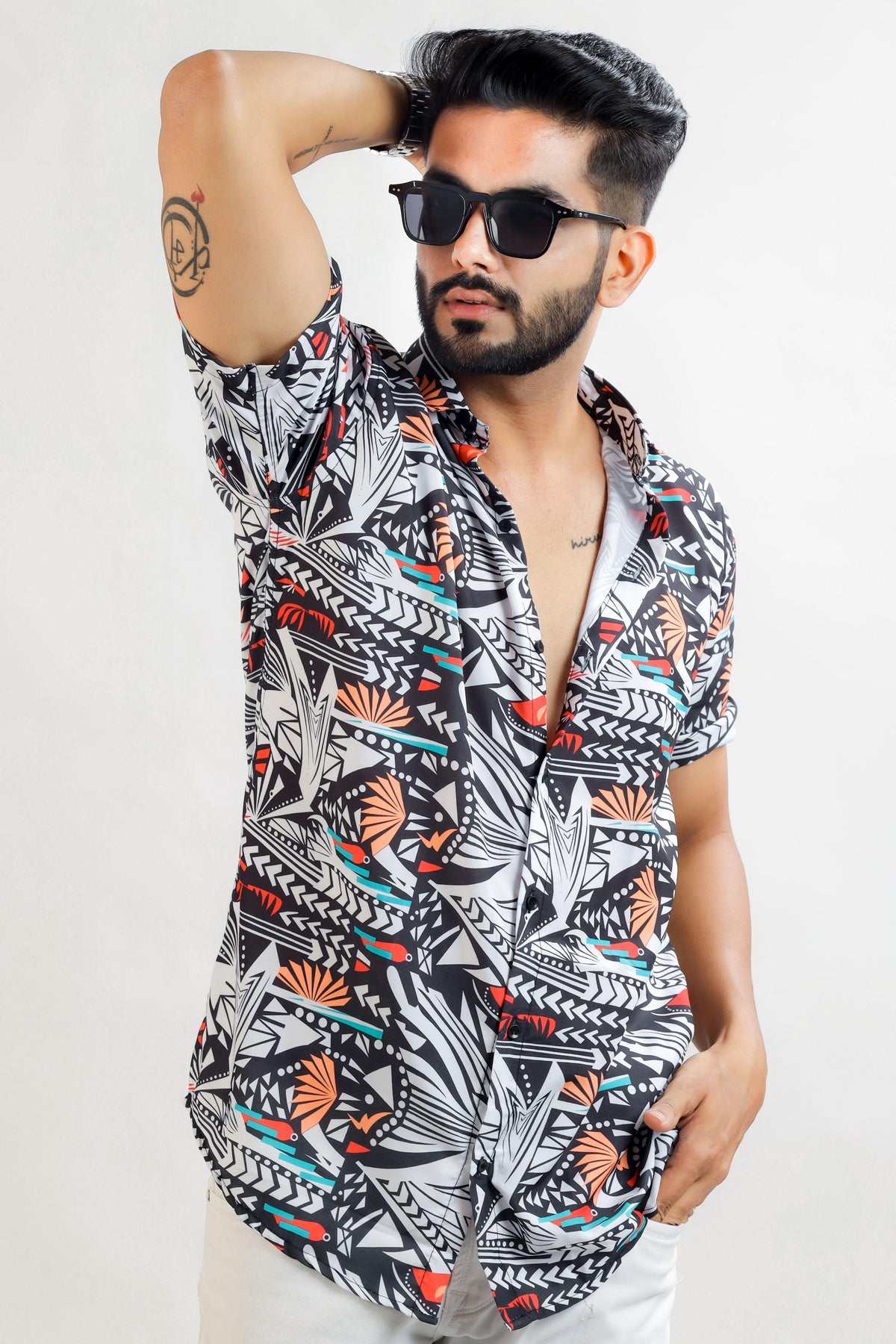 HARPITA Cotton Printed Half Sleeves Regular Fit Mens Casual Shirt