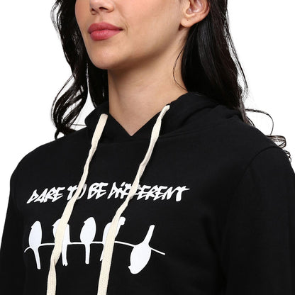 Campus Sutra Women Printed Crop Casual Hooded Sweatshirts