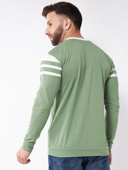 Cotton Blend Color Block Regular Fit Full Sleeves Men's Tshirt