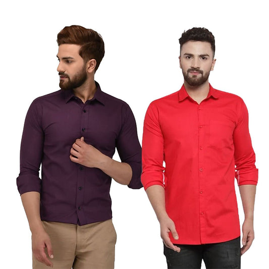 Men's Printed Cotton Full Sleeves Shirt Pack of 2