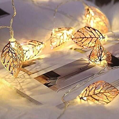 Lamps Golden Metal Leaf String LED Decorative Lights