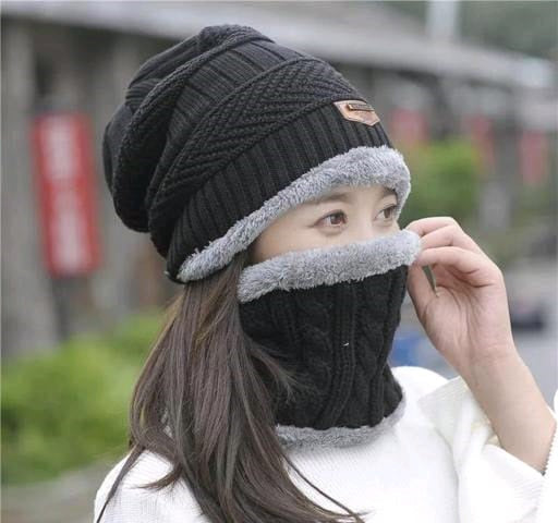 Unisex Winter Knit Beanie Cap Hat Neck Warmer Scarf