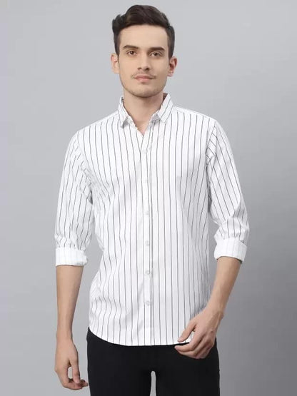 Men Regular Fit Striped Spread Collar Casual Shirt (Combo of 3)