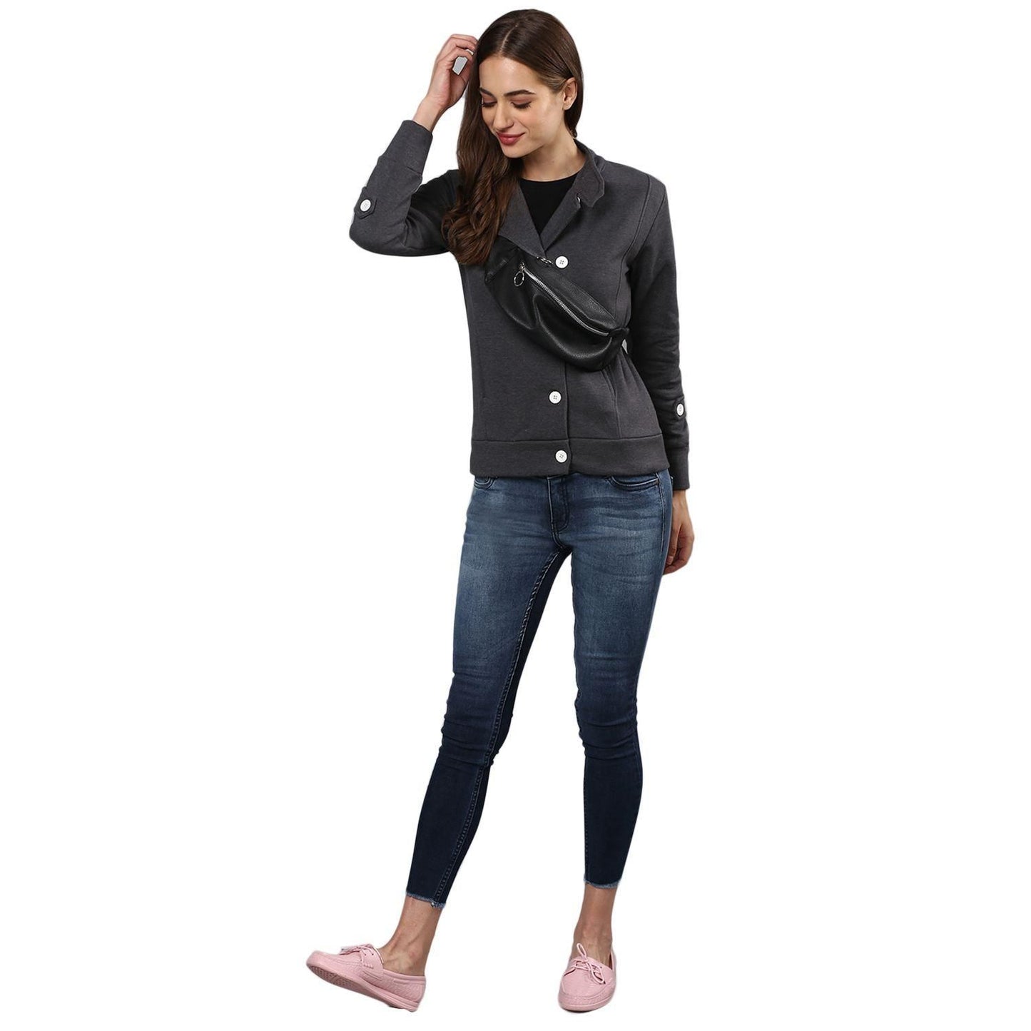 Campus Sutra Women Solid Stylish Casual Jacket