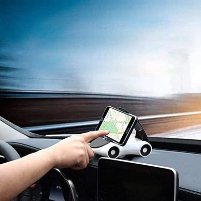 Car Shape 360-Degree Rotating Mobile Car Mount Holder Stand with Double Grip Holder for Windscreen, Dashboard and Table Desk