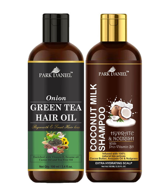 Park Daniel Green Tea Oil & Coconut Shampoo Combo Pack Of 2 bottle of 100 ml(200 ml)