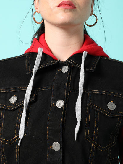 Campus Sutra Womens Denim Solid Full Sleeve Jacket