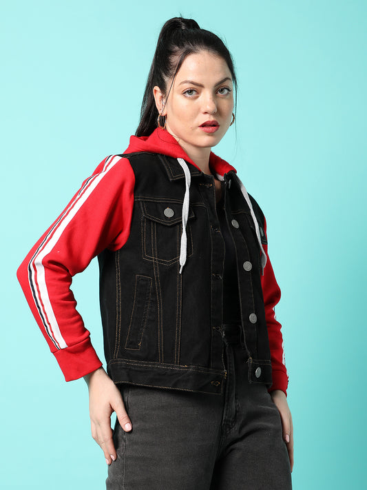 Campus Sutra Womens Denim Solid Full Sleeve Jacket