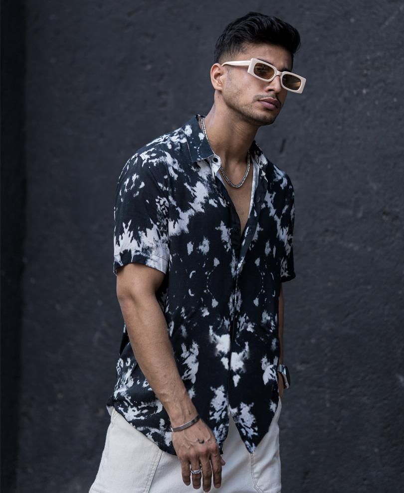 Rayon Tie & Dye Half Sleeves Regular Fit Mens Casual Shirt