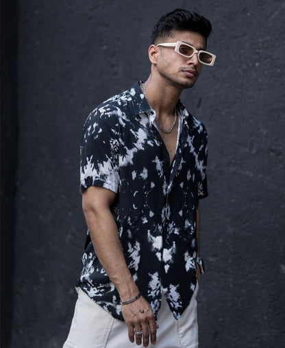 Rayon Tie & Dye Half Sleeves Regular Fit Mens Casual Shirt