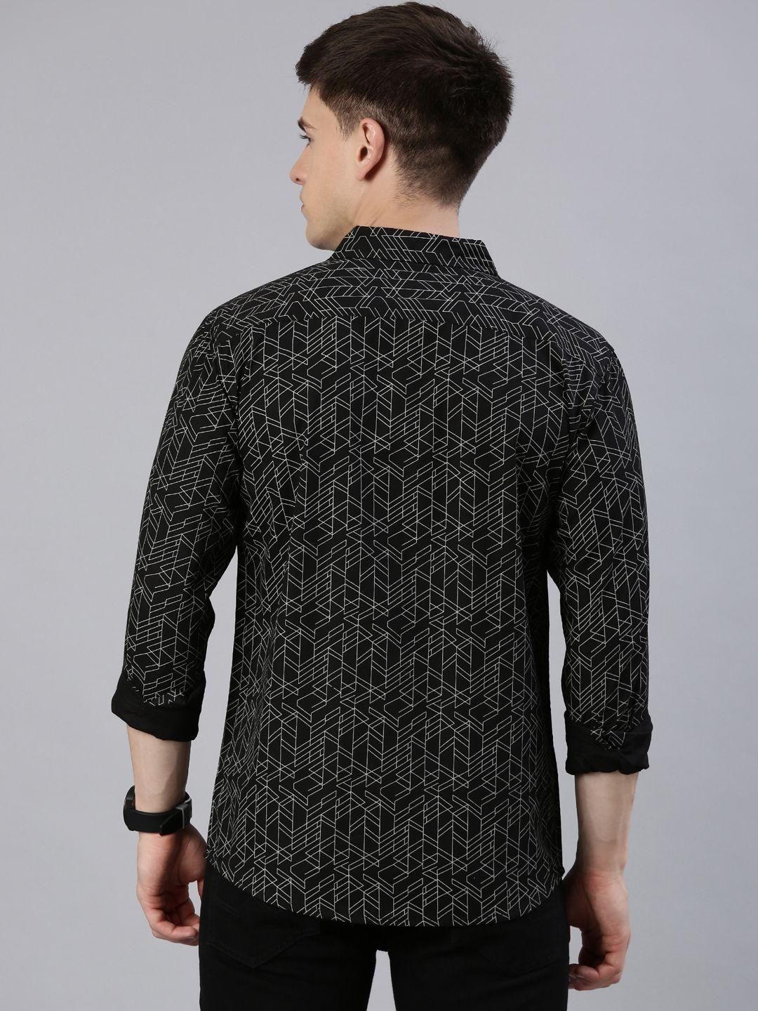 JOVEN Men's Printed Pure Cotton Full Sleeve Shirt
