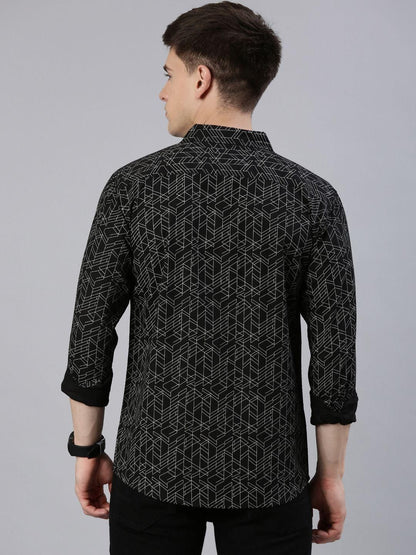 JOVEN Men's Printed Pure Cotton Full Sleeve Shirt