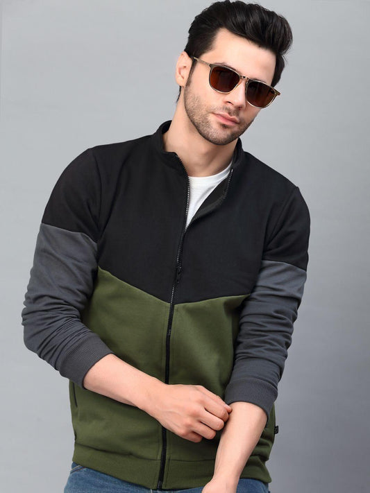 Rigo Fleece Full Sleeves Color Block Jacket