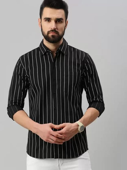 Men Regular Fit Striped Spread Collar Casual Shirt (Combo of 3)