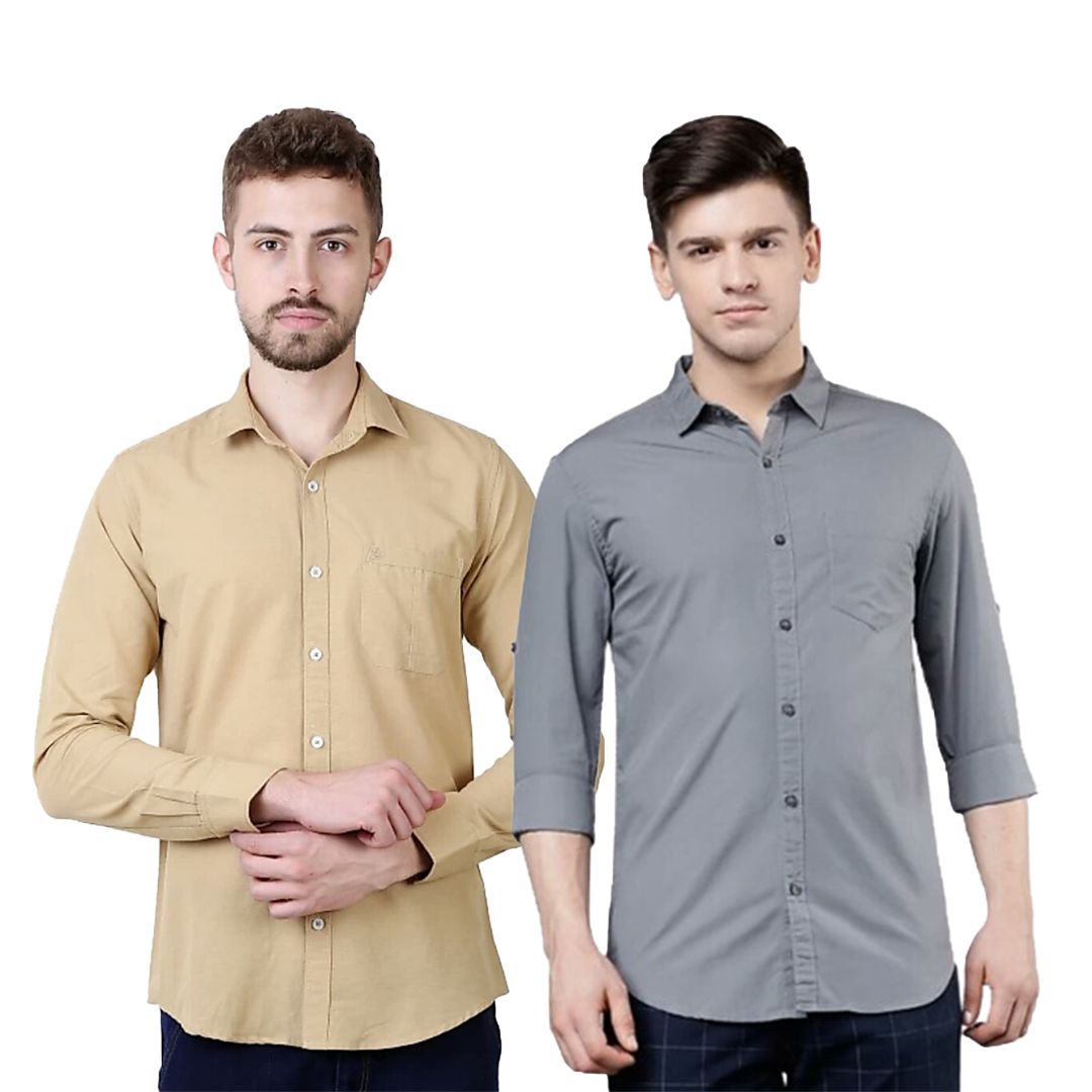 Men's Printed Cotton Full Sleeves Shirt Pack of 2
