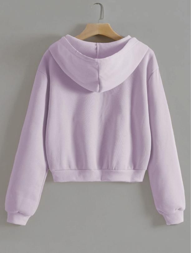 Women Solid Hoodie Crop Top