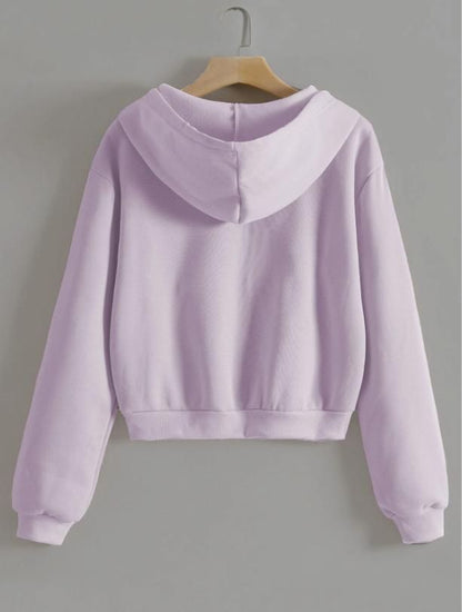 Women Solid Hoodie Crop Top