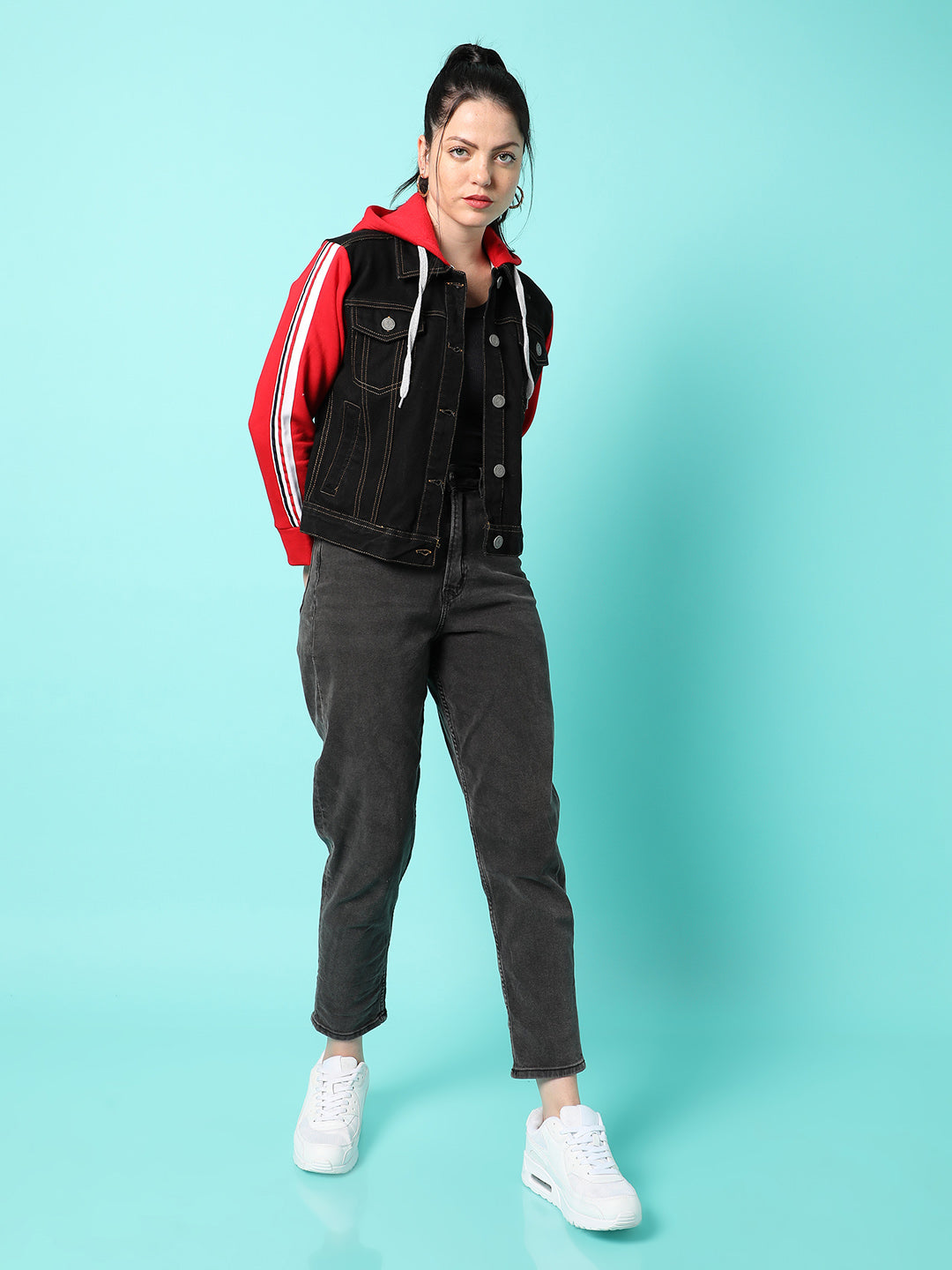 Campus Sutra Womens Denim Solid Full Sleeve Jacket