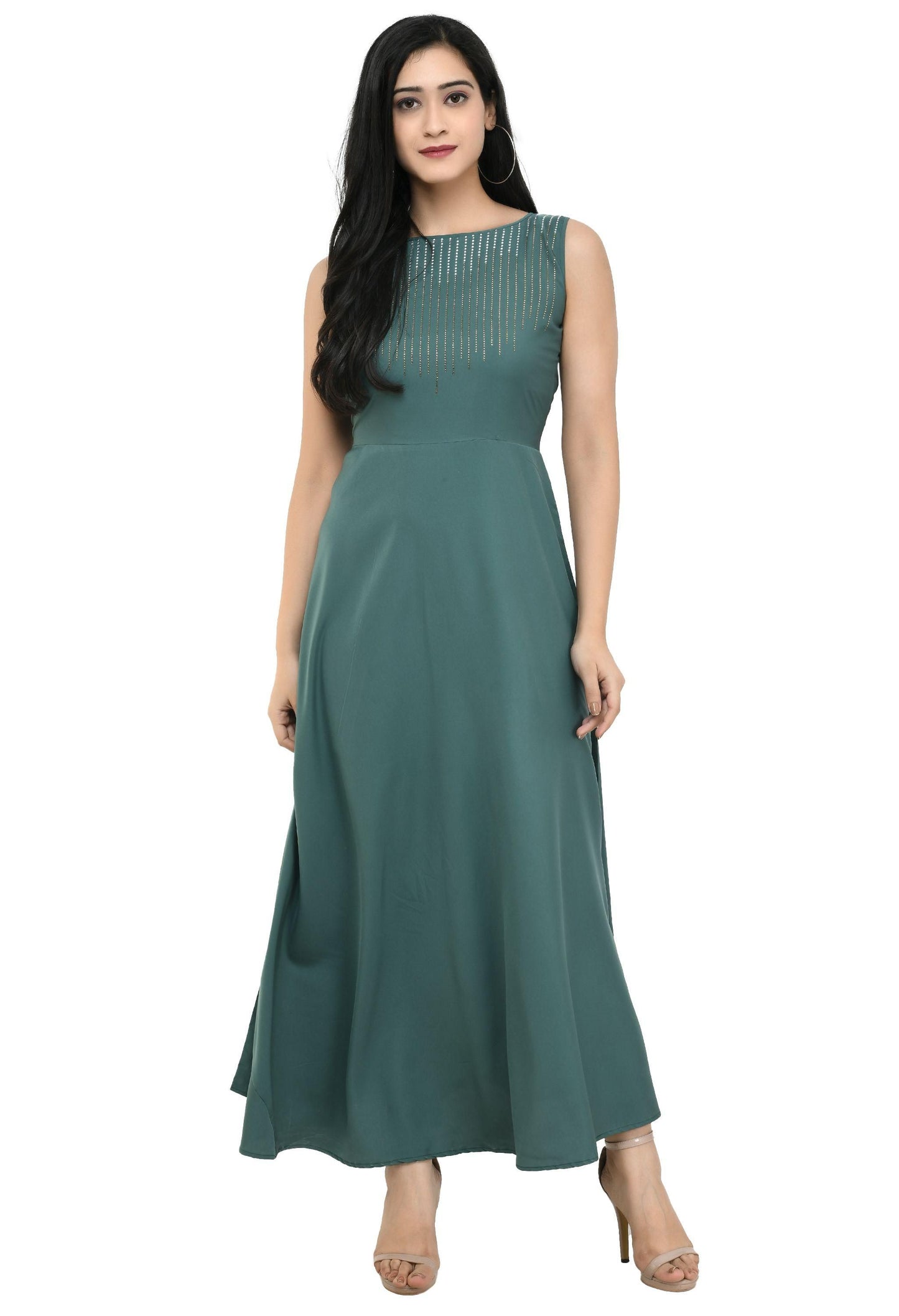 Women's Polyester Solid Maxi Dress