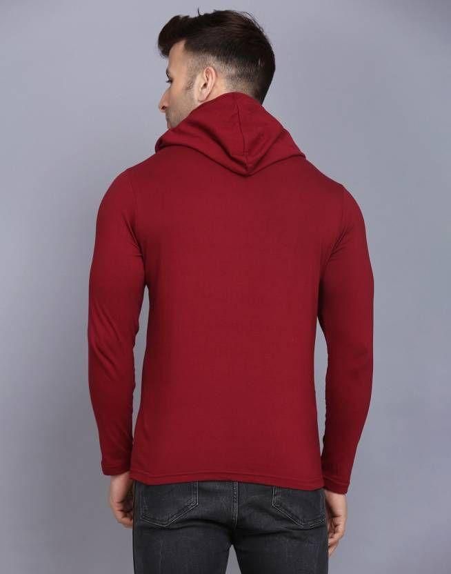 Denzolee Solid Hooded T-Shirt with Mask