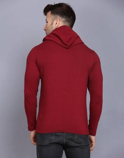 Denzolee Solid Hooded T-Shirt with Mask