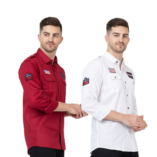 Men's Printed Cotton Full Sleeves Shirt Pack of 2