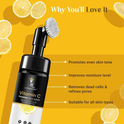 Vitamin C Brightening Foaming Face Wash with Built-In Brush 150ml Pack Of 2
