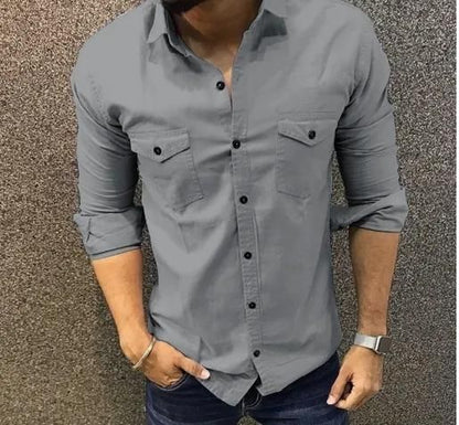 Cotton Solid Full Sleeves Mens Casual Shirt