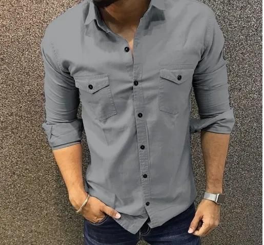 Cotton Solid Full Sleeves Mens Casual Shirt