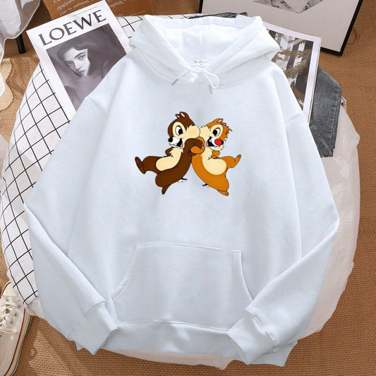 Popster White Printed Fleece Hoody Regular Fit Long Sleeve Womens Sweatshirt