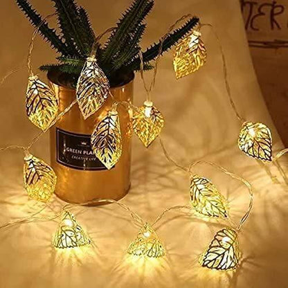 Lamps Golden Metal Leaf String LED Decorative Lights