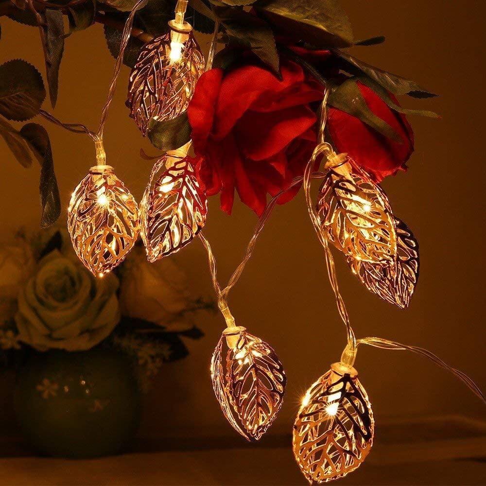 Lamps Golden Metal Leaf String LED Decorative Lights