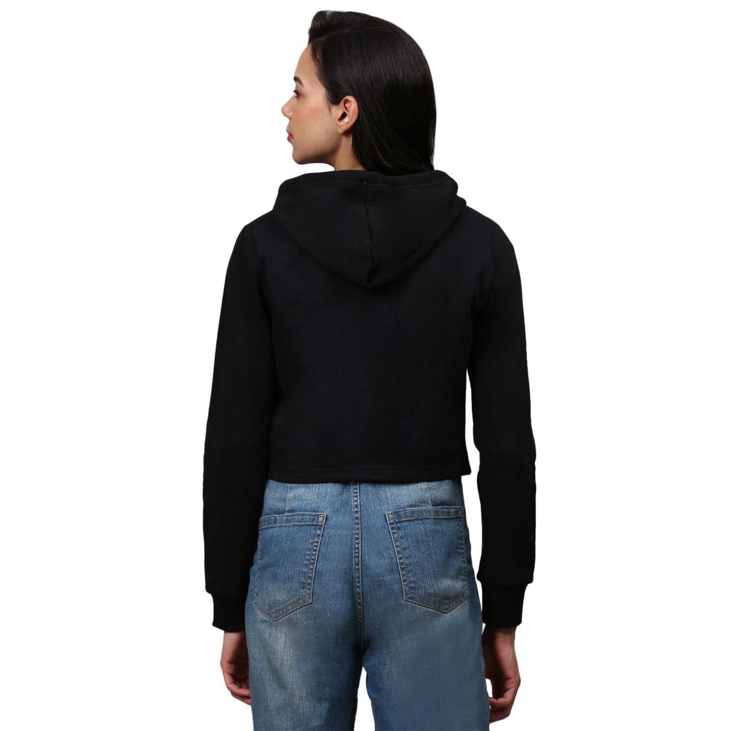Campus Sutra Women Printed Crop Casual Hooded Sweatshirts