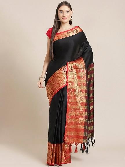 Pretty Solid Cotton  Saree With Jacquard Border