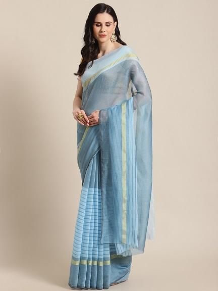 Stunning Stripes Printed Silk Saree