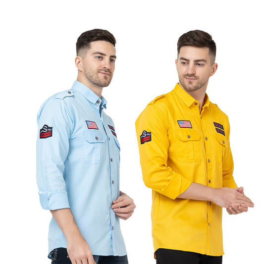 Men's Printed Cotton Full Sleeves Shirt Pack of 2