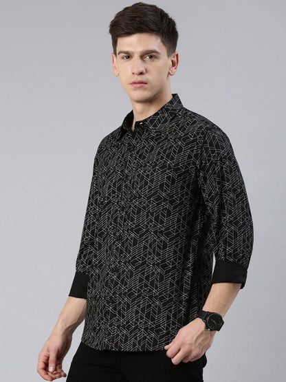 JOVEN Men's Printed Pure Cotton Full Sleeve Shirt
