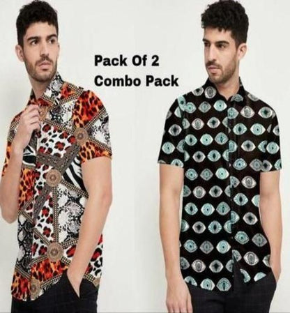 Cotton Printed Half Sleeves Regular Fit Casual Shirt Pack Of 2