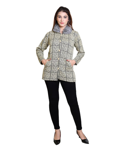 Women's Check Pattern Woolen Winter Coat