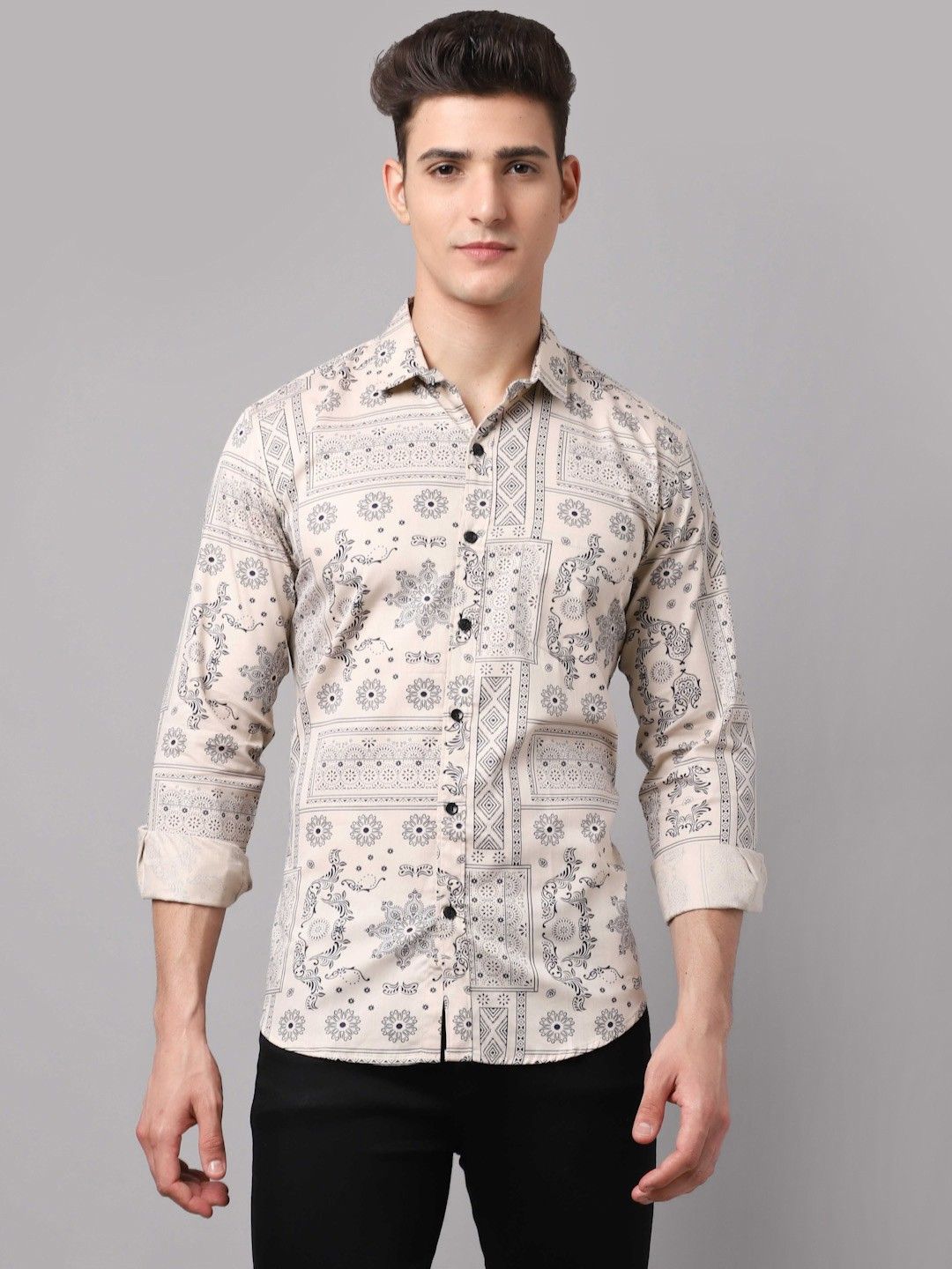 Men's Printed Cotton Blend Shirts
