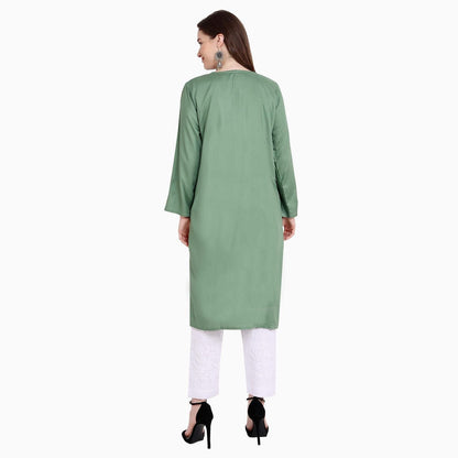 Women Chikan Embroidery Straight Kurta