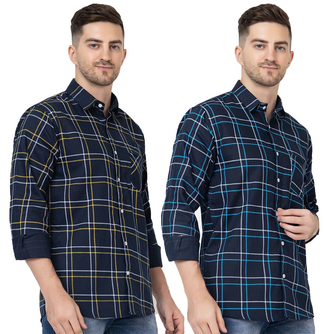 Men's Printed Cotton Full Sleeves Shirt Pack of 2