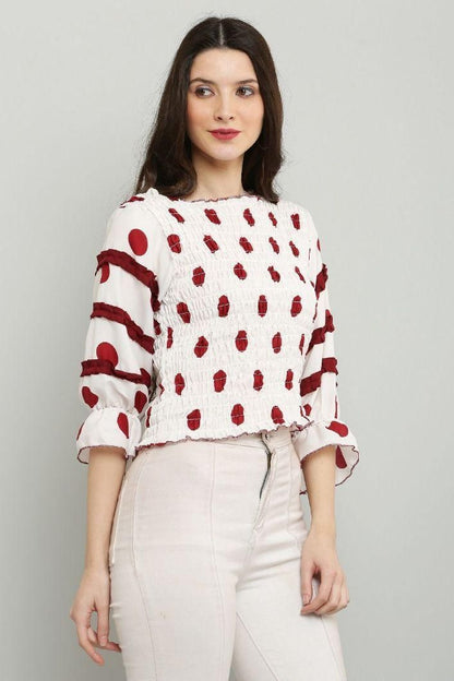 Women's Polyester Polka Dot Print Top