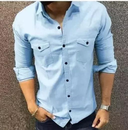 Men's Cotton Double Pockets Shirts