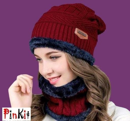 Unisex Winter Knit Beanie Cap Hat Neck Warmer Scarf