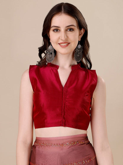 Fancy Sequined Embroidered Pink Coloured Silk Saree with Blouse Piece