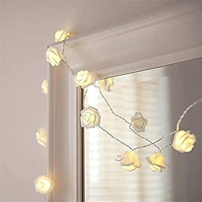 Rose Flower Led Serial String Lights - |10 Feet 14 Led Rose Lights for Home Decoration Indoor Outdoor(Warm White Plug-in)
